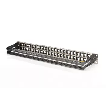 Patch panel modulare DIGITUS, schermato 48 porte, campo di etichettatura, 1U, montaggio a rack, colore nero RAL 9005
