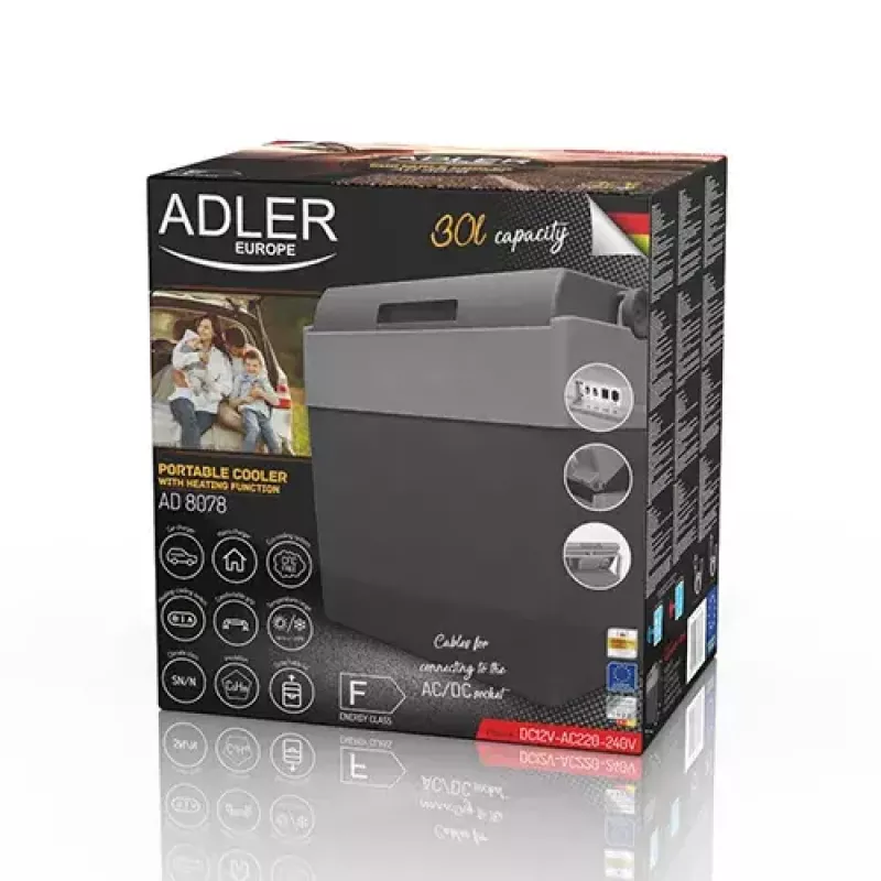 Adler AD 8078 Frigo portatile elettrico, 28 l, grigio/bianco