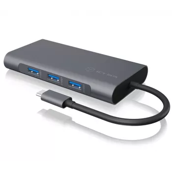 ICY BOX IB-DK4040-CPD con filo USB 3.2 Gen 1 (3.1 Gen 1) Type-C antracite, nero