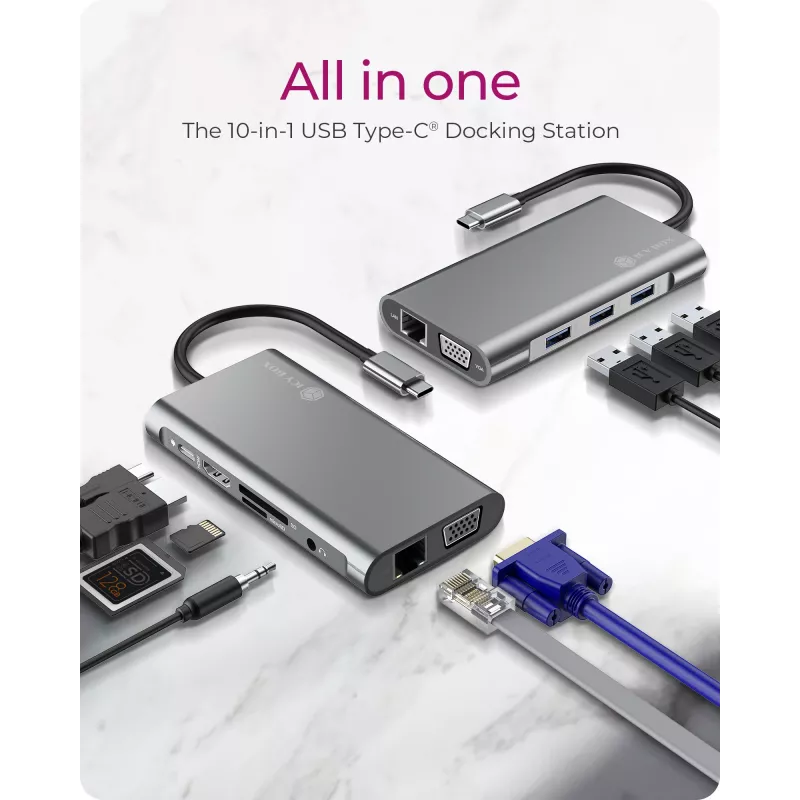 ICY BOX IB-DK4040-CPD con filo USB 3.2 Gen 1 (3.1 Gen 1) Type-C antracite, nero