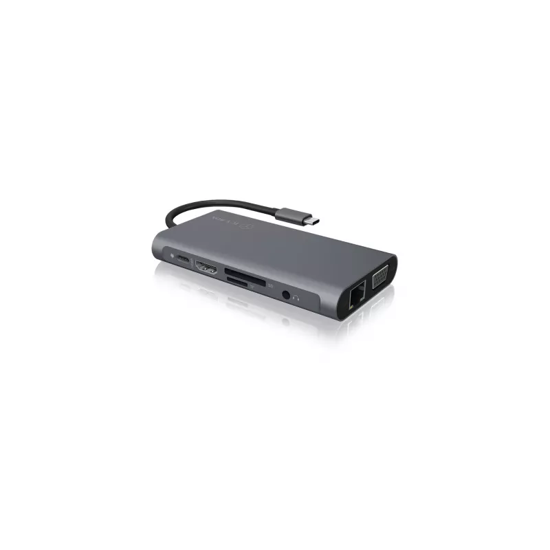 ICY BOX IB-DK4040-CPD con filo USB 3.2 Gen 1 (3.1 Gen 1) Type-C antracite, nero