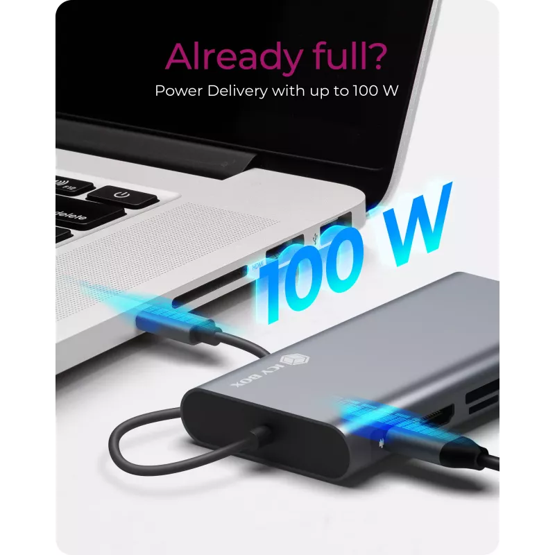 ICY BOX IB-DK4040-CPD con filo USB 3.2 Gen 1 (3.1 Gen 1) Type-C antracite, nero