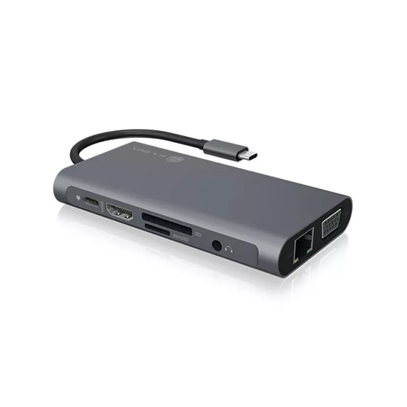 ICY BOX IB-DK4040-CPD con filo USB 3.2 Gen 1 (3.1 Gen 1) Type-C antracite, nero