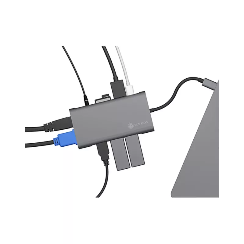 ICY BOX IB-DK4040-CPD con filo USB 3.2 Gen 1 (3.1 Gen 1) Type-C antracite, nero