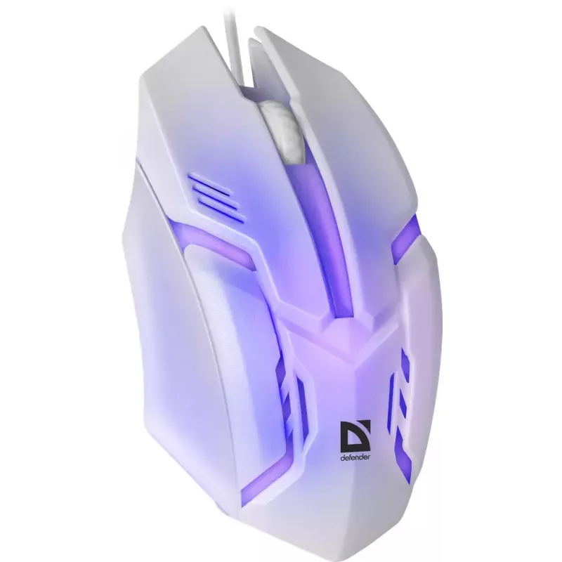 Defender Cyber MB-560L mouse da gaming cablato, bianco, retroilluminazione a 7 colori