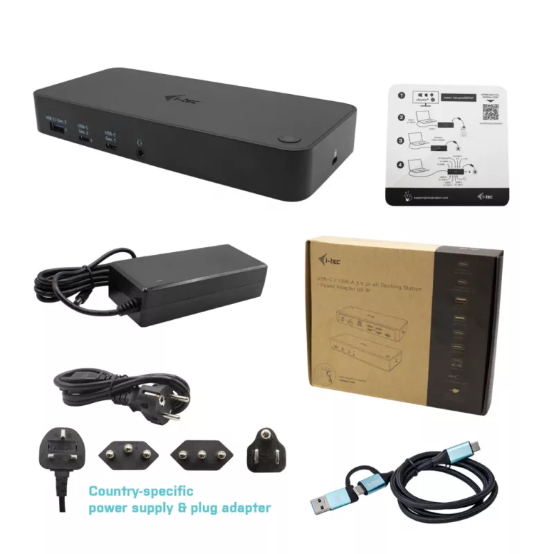 Docking station i-tec USB 3.0 / USB-C / Thunderbolt, 3x 4K + Power Delivery 100W