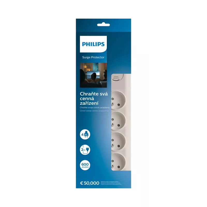 Protezione da sovratensione Philips SPN7040WA/60 4 prese AC 600 J 2 m bianco