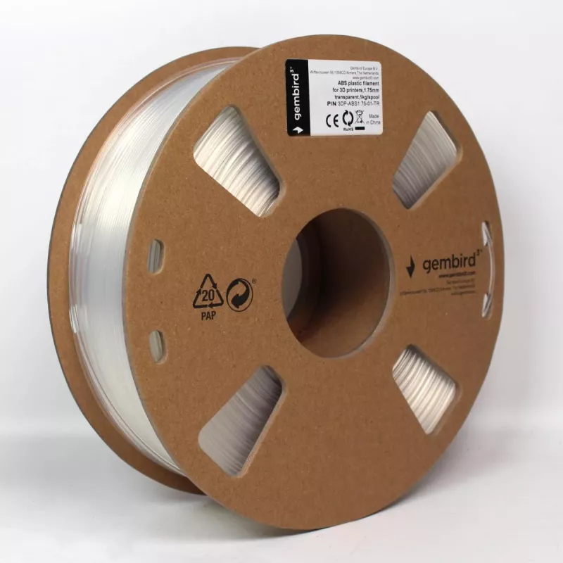 Gembird filamento ABS 1,75 mm, 1 kg, trasparente