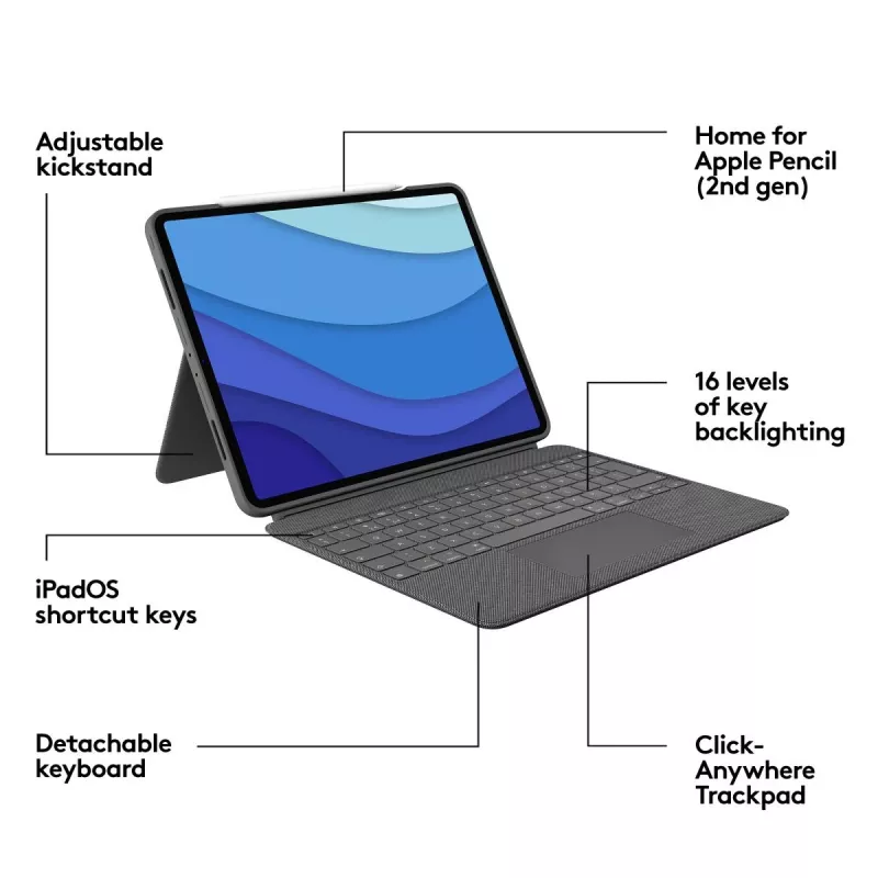 LOGITECH Combo Touch - iPad Pro 12,9 pollici (5ª gen.) - inglese - QWERTY