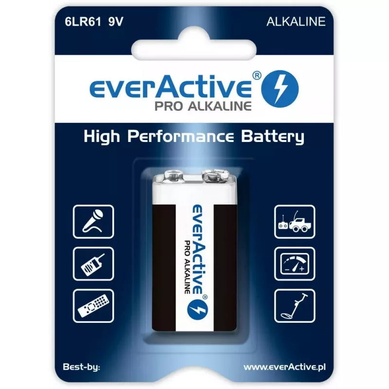 everActive EV6LR61-PRO batteria alcalina 9V 6LR61, 650 mAh, 1 pz in blister