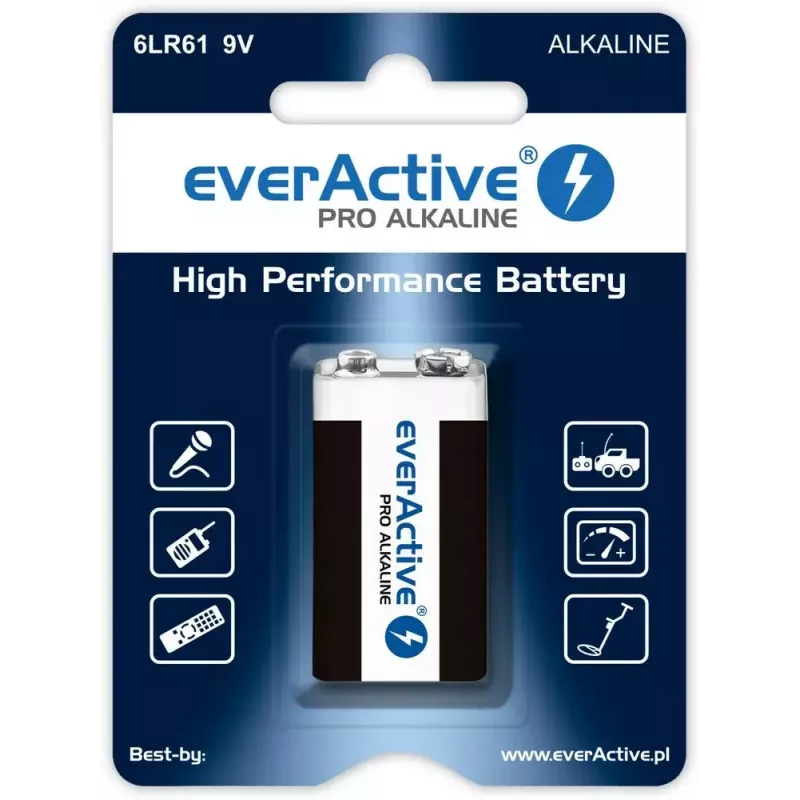 everActive EV6LR61-PRO batteria alcalina 9V 6LR61, 650 mAh, 1 pz in blister
