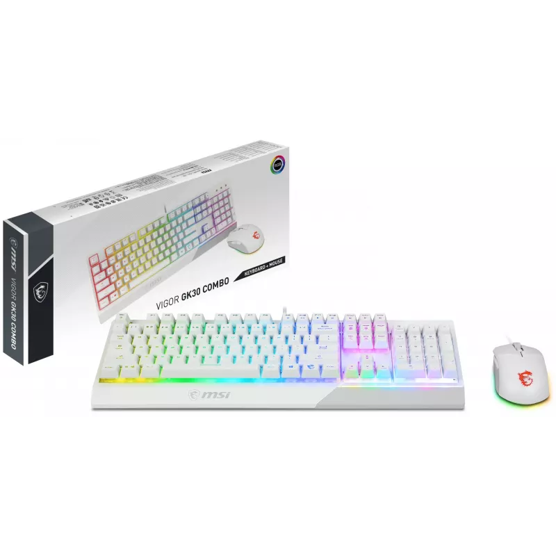 Bundle tastiera e mouse da gaming MSI VIGOR GK30 COMBO WHITE