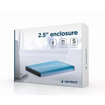 Case HDD Gembird EE2-U3S-3-B — 2,5 pollici single-bay, SATA, Mini‑USB A, fino a 7 TB, blu
