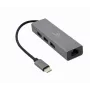 Adattatore docking Gembird A-CMU3-LAN-01 — USB-C 3.2 Gen 1, 1× Gigabit-LAN, 3× USB-A, case in metallo, grigio