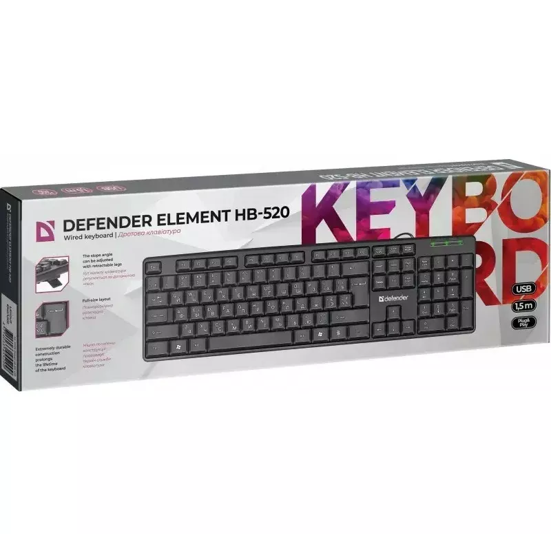 Tastiera USB con filo DEFENDER HB-520 – layout compatto, connessione USB
