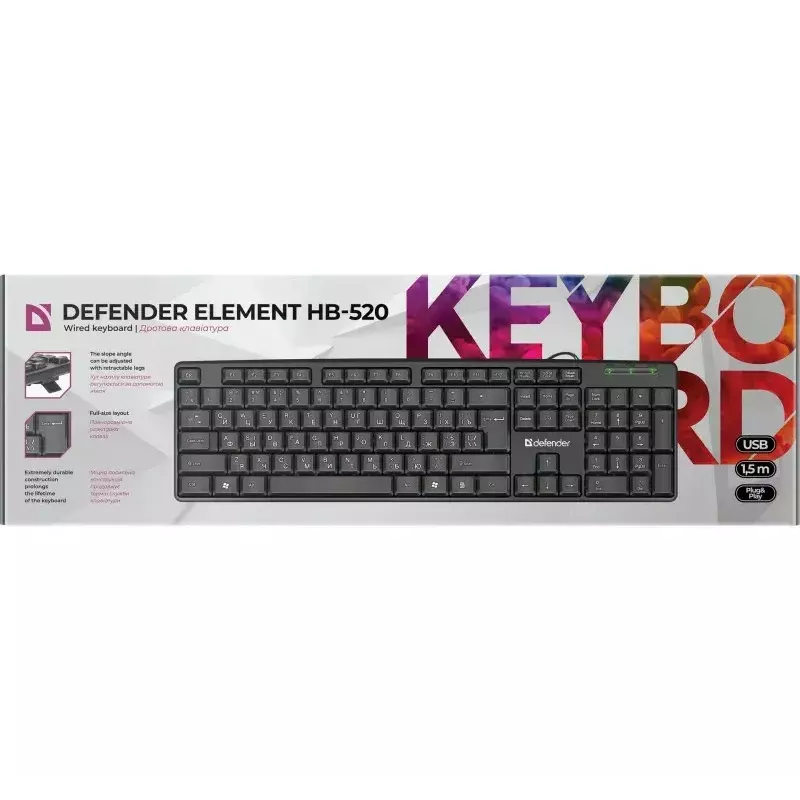Tastiera USB con filo DEFENDER HB-520 – layout compatto, connessione USB