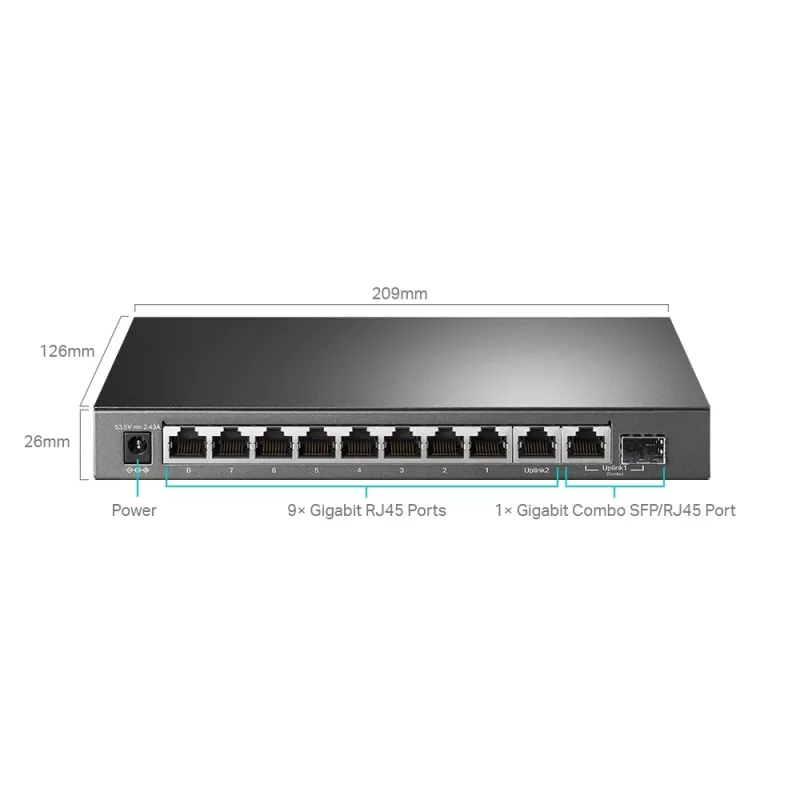 Switch managed TP-Link TL-SG1210MPE 10 porte Gigabit con 8 porte PoE+
