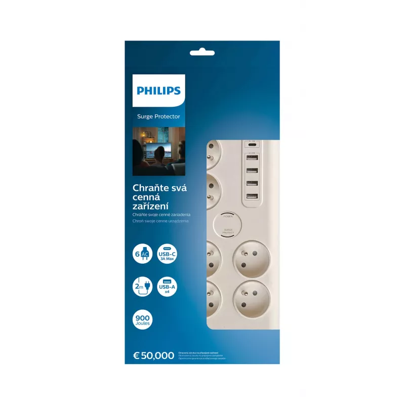 Philips SPN7060WA/60 protezione da sovratensione bianco 6 prese AC 2 m