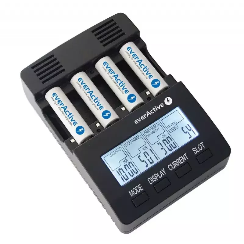 everActive NC-3000 caricabatterie a microprocessore per batterie AA/AAA/C/D