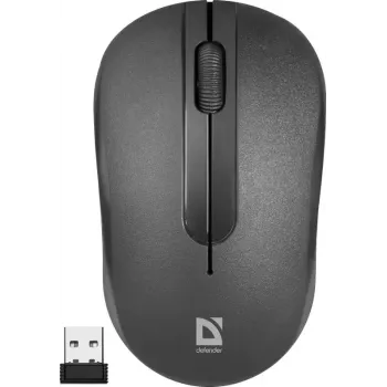 Mouse ottico wireless DEFENDER HIT MM-495 RF, ambidestro, 1600 DPI, ricevitore USB RF, nero