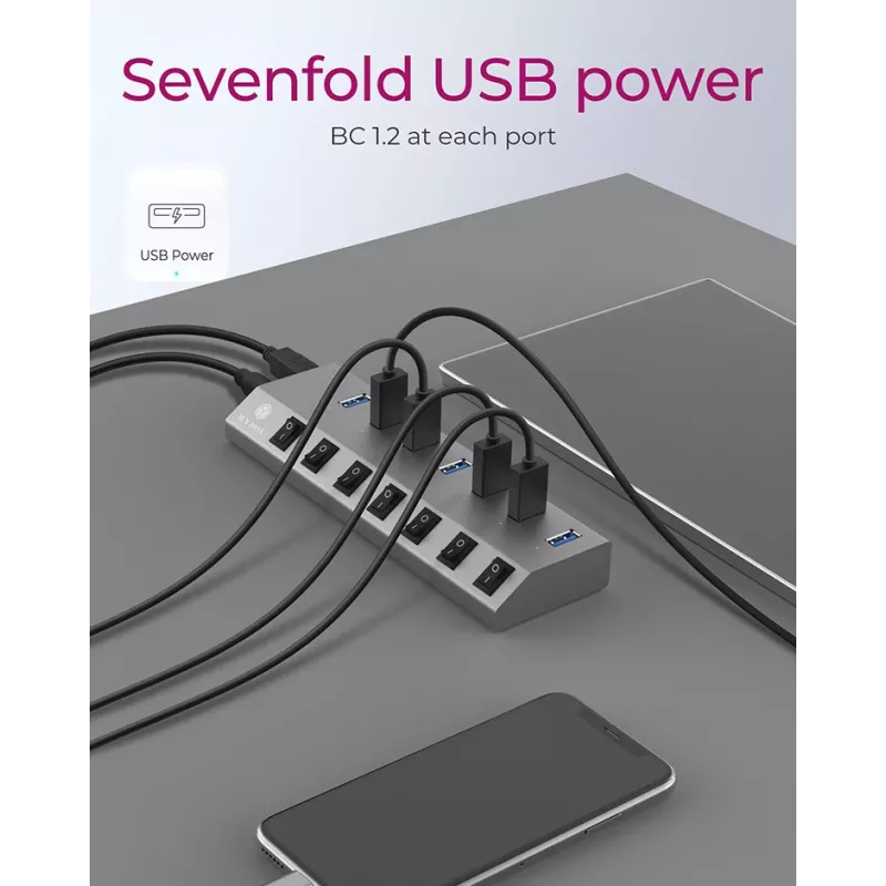 ICY BOX IB-HUB1701-C3 USB 3.2 Gen 1 (3.1 Gen 1) Type-B 5000 Mbit/s antracite