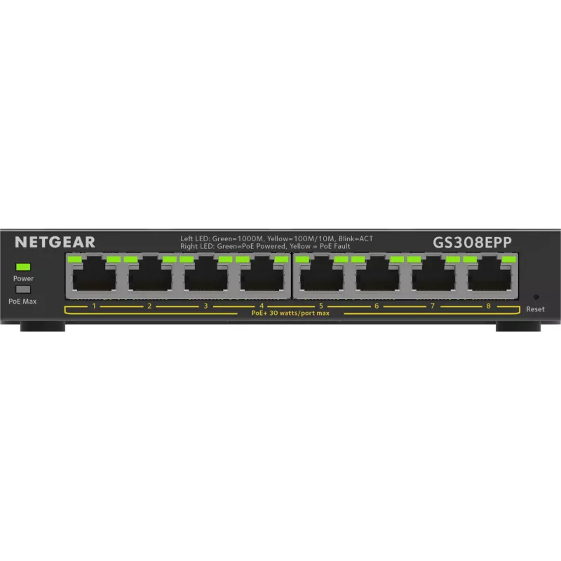 NETGEAR switch 8 porte Gigabit Ethernet PoE+ (GS308EPP)
