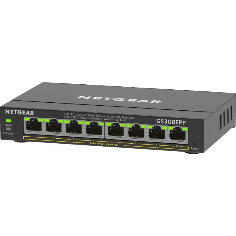 NETGEAR switch 8 porte Gigabit Ethernet PoE+ (GS308EPP)