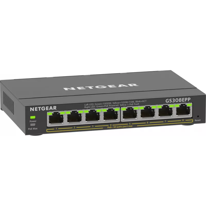 NETGEAR switch 8 porte Gigabit Ethernet PoE+ (GS308EPP)