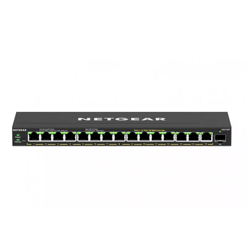 NETGEAR GS316EP-100PES switch di rete Managed Gigabit Ethernet (10/100/1000) Power over Ethernet (PoE) nero