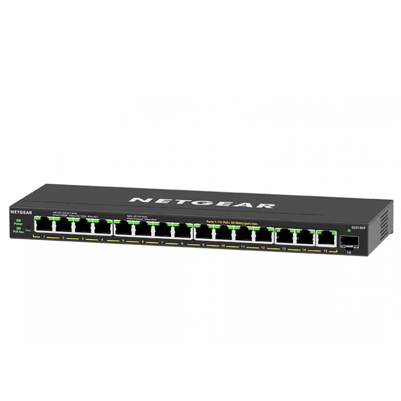 NETGEAR GS316EP-100PES switch di rete Managed Gigabit Ethernet (10/100/1000) Power over Ethernet (PoE) nero