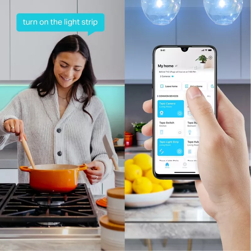 TP-Link Tapo striscia LED smart Wi-Fi, luce a striscia universale, ambiente, interno/esterno, nastro adesivo, multicolore, variabile