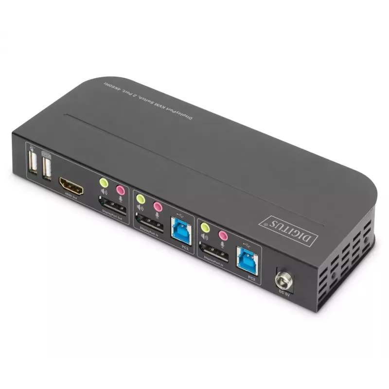 Switch KVM DIGITUS, 2x1 DP, uscita DP/HDMI, USB 4Kx2K@60Hz