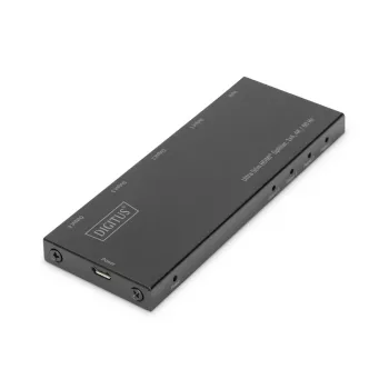 Splitter HDMI Ultra Slim DIGITUS, 1x4, 4K/60Hz HDR, HDCP 2.2, 18 Gbps, alimentato Micro USB