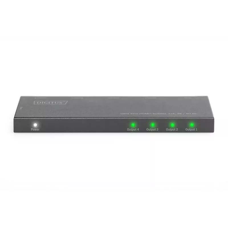 Splitter HDMI Ultra Slim DIGITUS, 1x4, 4K/60Hz HDR, HDCP 2.2, 18 Gbps, alimentato Micro USB