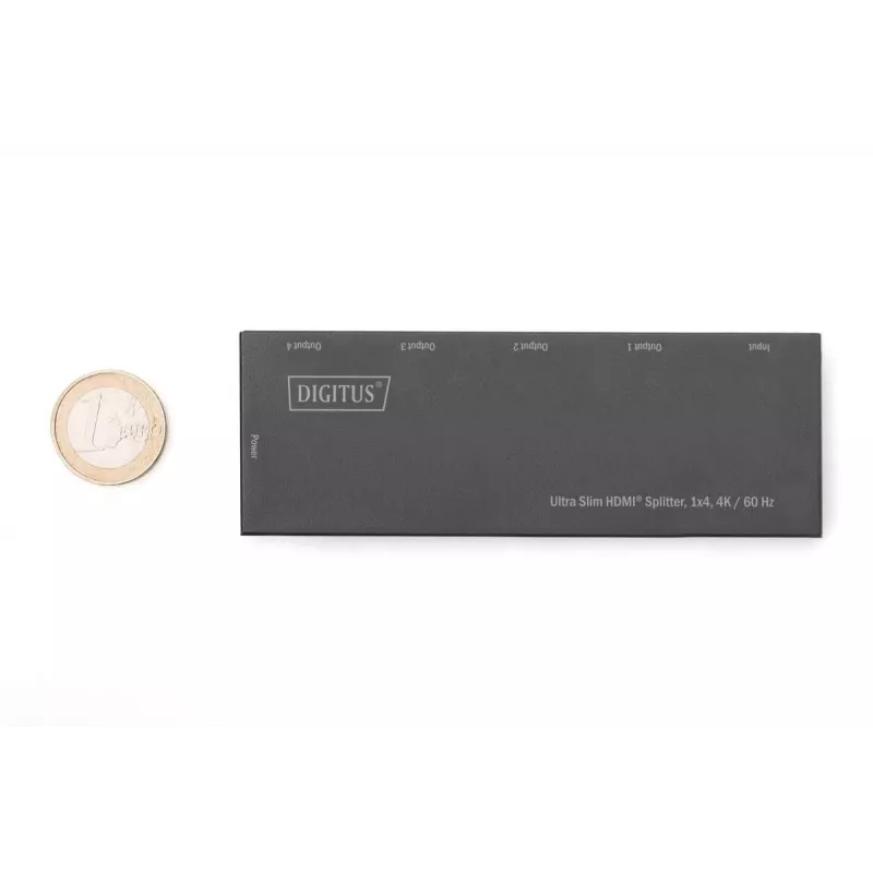 Splitter HDMI Ultra Slim DIGITUS, 1x4, 4K/60Hz HDR, HDCP 2.2, 18 Gbps, alimentato Micro USB