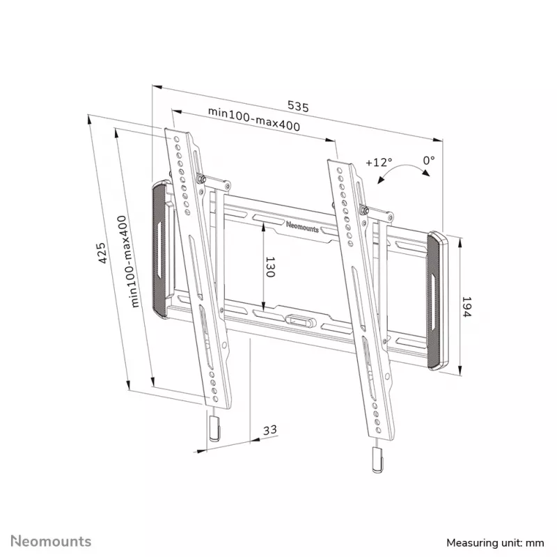 Supporto da parete per TV Neomounts WL35-550BL14 40-75 pollici - inclinabile - installazione semplice