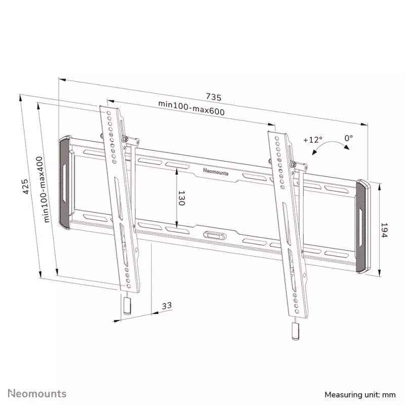 Supporto da parete per TV Neomounts WL35-550BL16 42-86 pollici – inclinabile – montaggio semplice