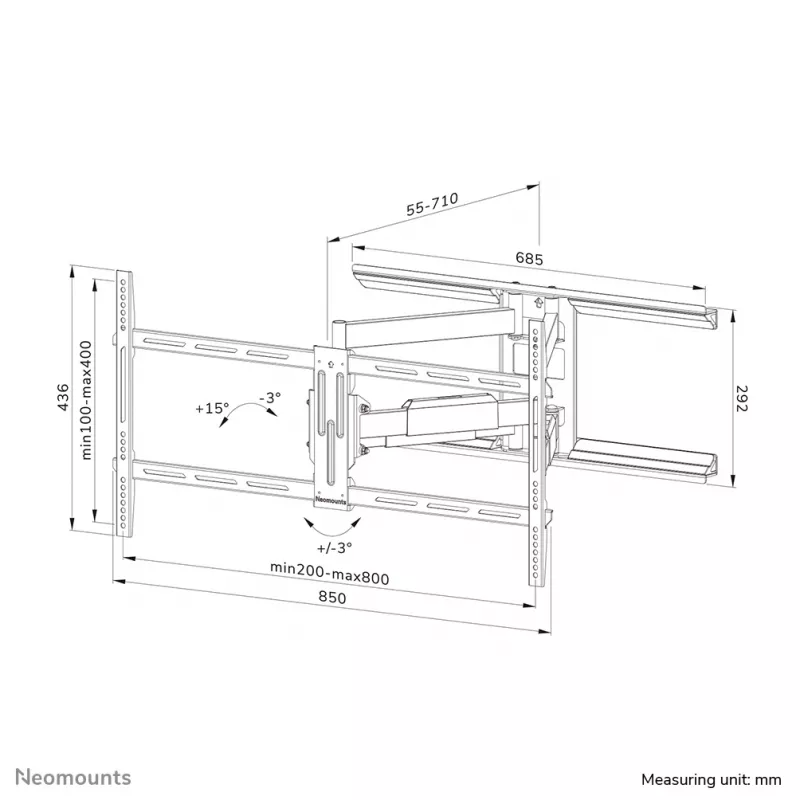 Supporto da parete per TV Neomounts WL40-550BL18 43-75 pollici - completamente orientabile - montaggio semplice