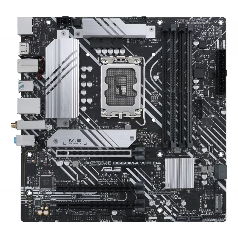 Scheda madre ASUS PRIME B660M-A WIFI D4 — Intel B660, LGA 1700, micro ATX, DDR4, 4 DIMM, Wi‑Fi 6, 2x M.2