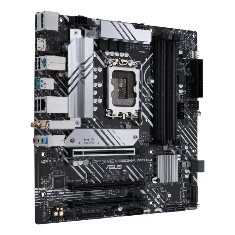 Scheda madre ASUS PRIME B660M-A WIFI D4 — Intel B660, LGA 1700, micro ATX, DDR4, 4 DIMM, Wi‑Fi 6, 2x M.2