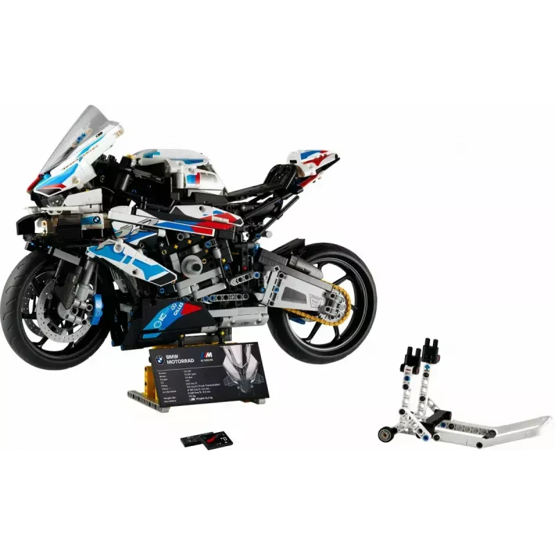 LEGO Technic modellino moto BMW M1000RR 42130 con motore dettagliato e sospensioni funzionanti