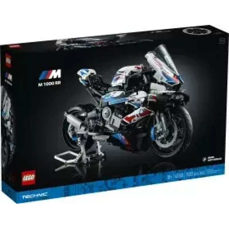 LEGO Technic modellino moto BMW M1000RR 42130 con motore dettagliato e sospensioni funzionanti