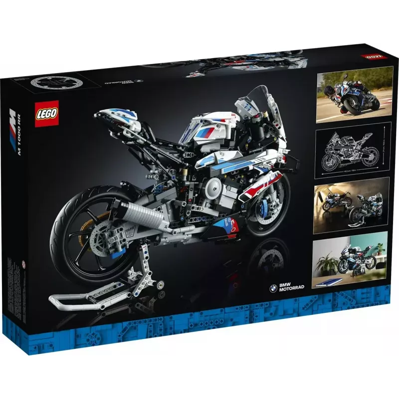 LEGO Technic modellino moto BMW M1000RR 42130 con motore dettagliato e sospensioni funzionanti