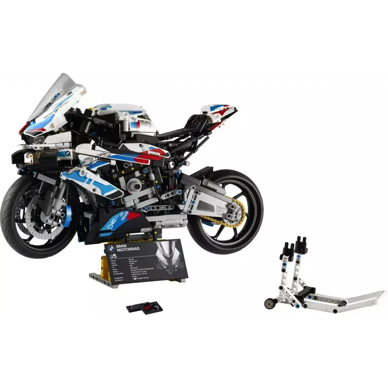 LEGO Technic modellino moto BMW M1000RR 42130 con motore dettagliato e sospensioni funzionanti