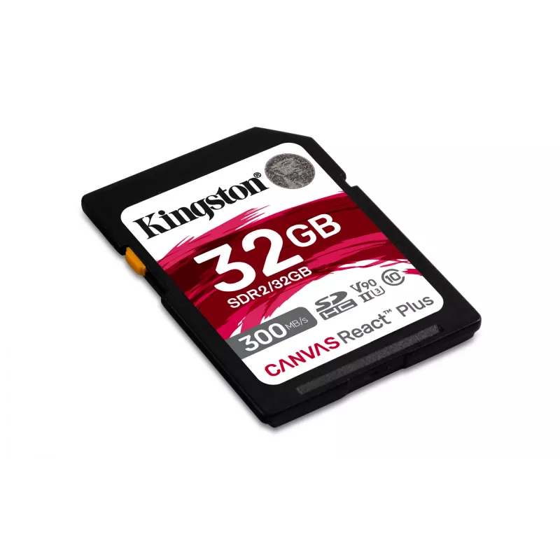 Kingston Technology 32 GB Canvas React Plus SDHC UHS-II 300R/260W U3 V90 per Full HD/4K/8K