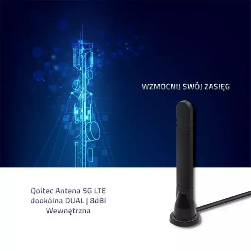 Antenna omnidirezionale 5G-LTE QOLTEC 57033 Dualband 8 dBi per interni