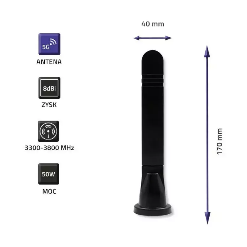 Antenna omnidirezionale 5G-LTE QOLTEC 57033 Dualband 8 dBi per interni