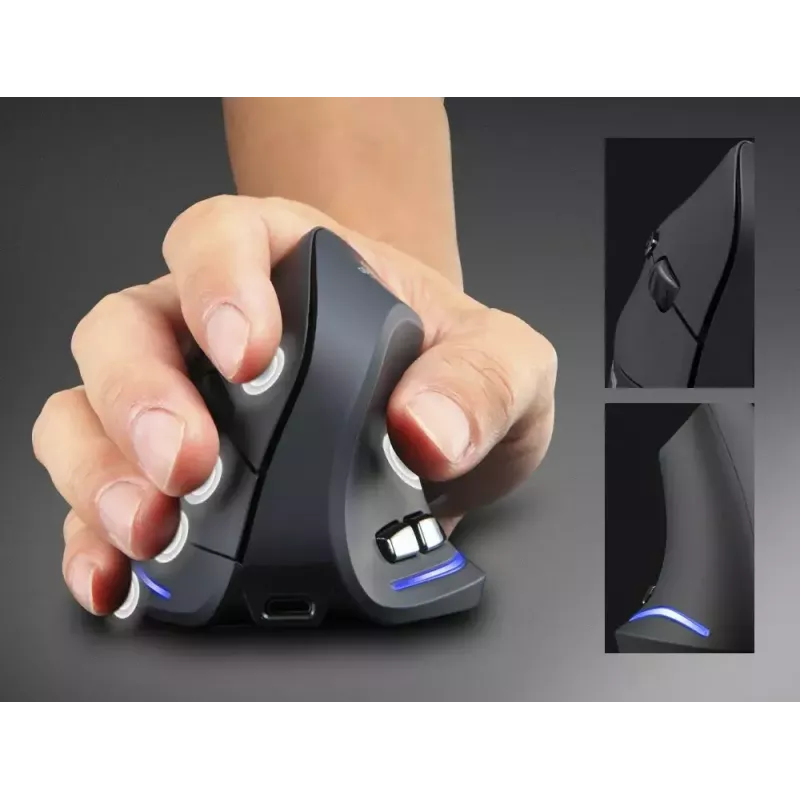 Mouse verticale wireless MEDIA-TECH MT1123, nero, 2400 DPI, 5 tasti, ricevitore RF-USB