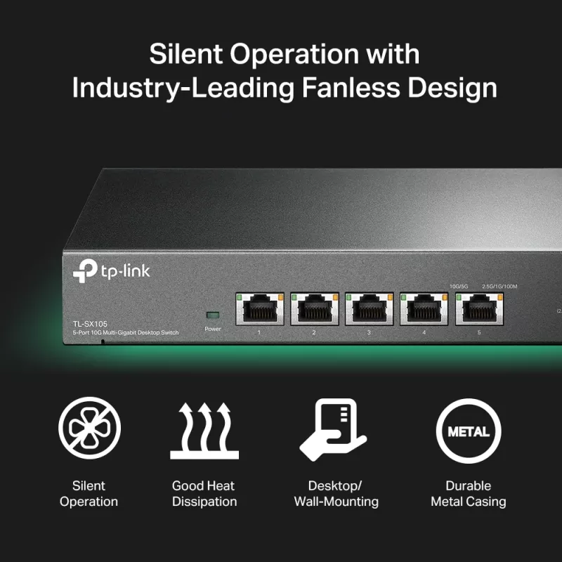 Switch non gestito TP-Link TL-SX105 5 porte 10G da scrivania