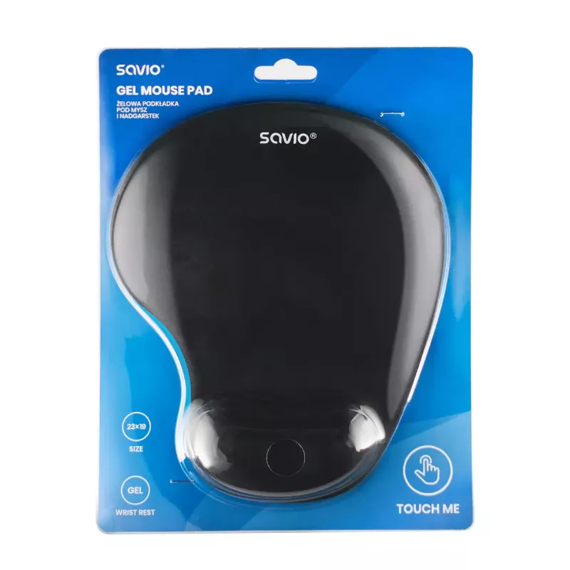 Tappetino per mouse SAVIO MP-01B con poggiapolsi in gel, spessore 3 mm, 230×190 mm, nero
